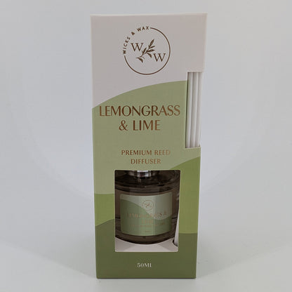 50ml Wicks & Wax Diffuser - Lemongrass & Lime