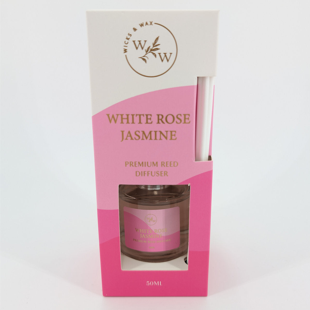 50ml Wicks & Wax Diffuser - White Rose Jasmine