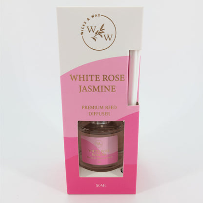 50ml Wicks & Wax Diffuser - White Rose Jasmine