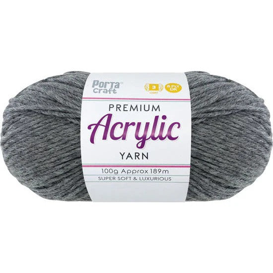 Acrylic Yarn 100g 189m 8ply - Grey
