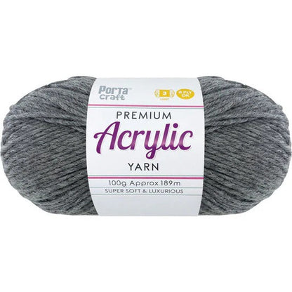 Acrylic Yarn 100g 189m 8ply - Grey