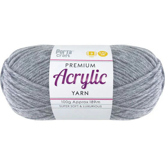 Acrylic Yarn 100g 189m 8ply - Silver Grey
