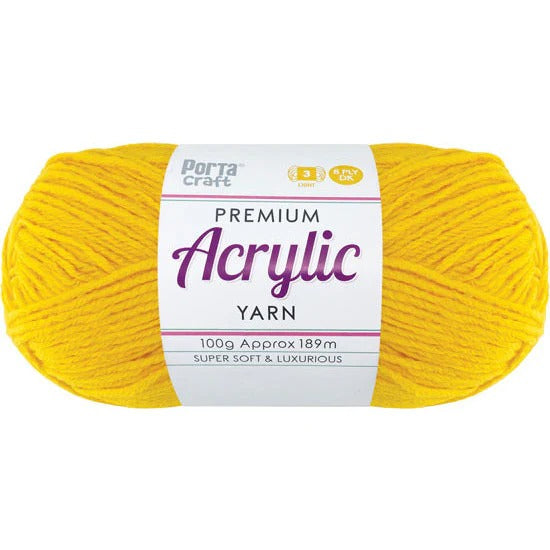 Acrylic Yarn 100g 189m 8ply - Canary Yellow