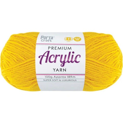 Acrylic Yarn 100g 189m 8ply - Canary Yellow