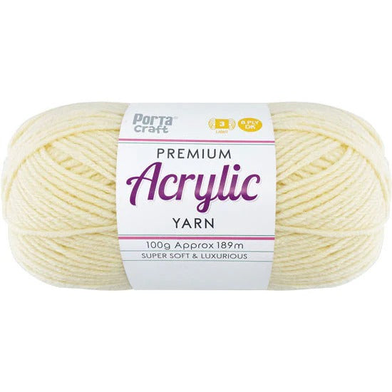 Acrylic Yarn 100g 189m 8ply - Vanilla