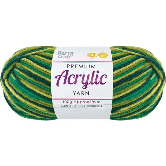Acrylic Yarn 100g 189m 8ply - Variegated Forest Green