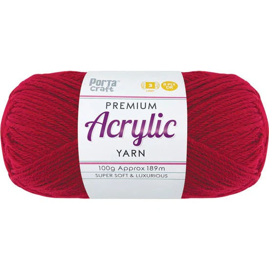 Acrylic Yarn 100g 189m 8ply - Ruby