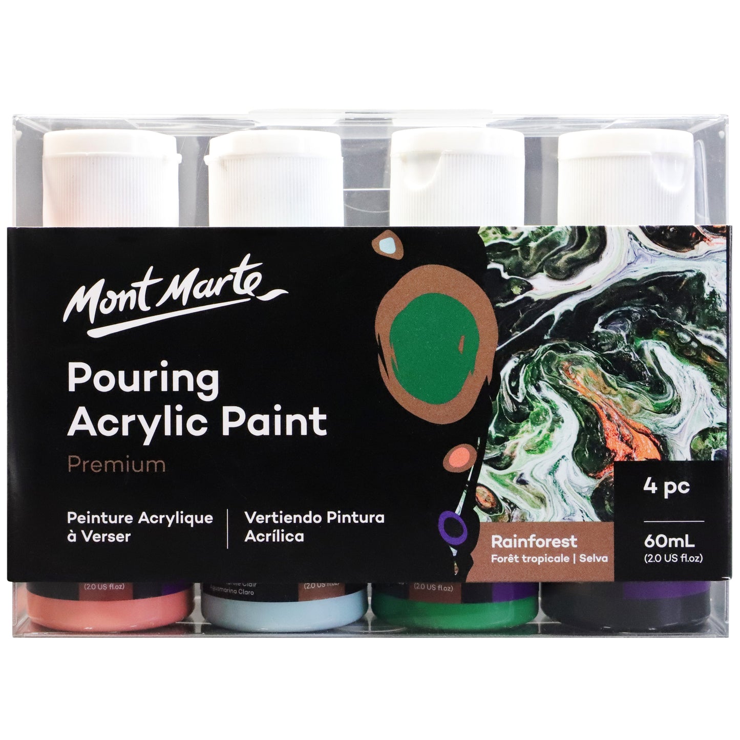 Pouring Acrylic 4pc x 60ml - Rainforest image 0