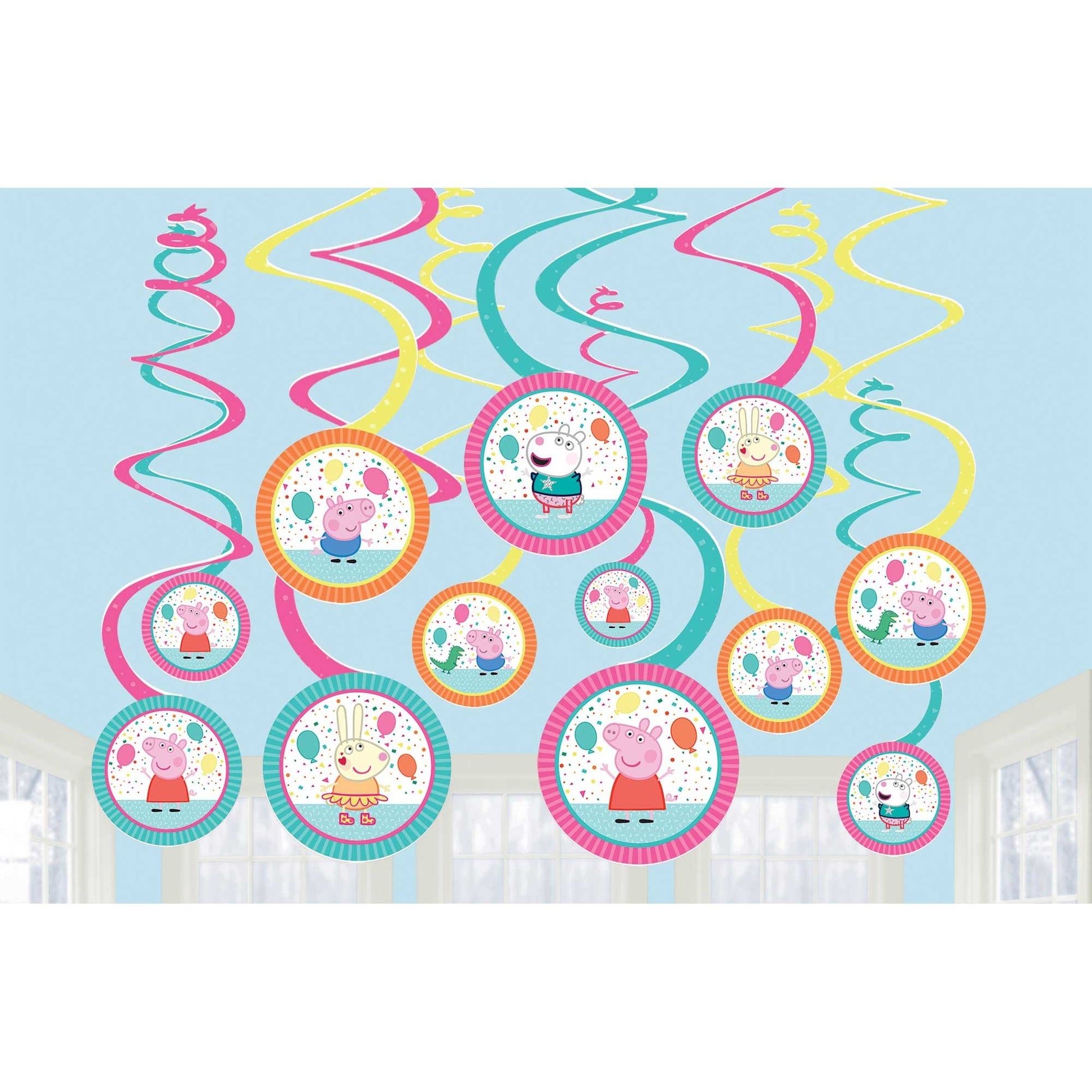 Peppa Pig Confetti Party Hanging Spiral Decorations image 0