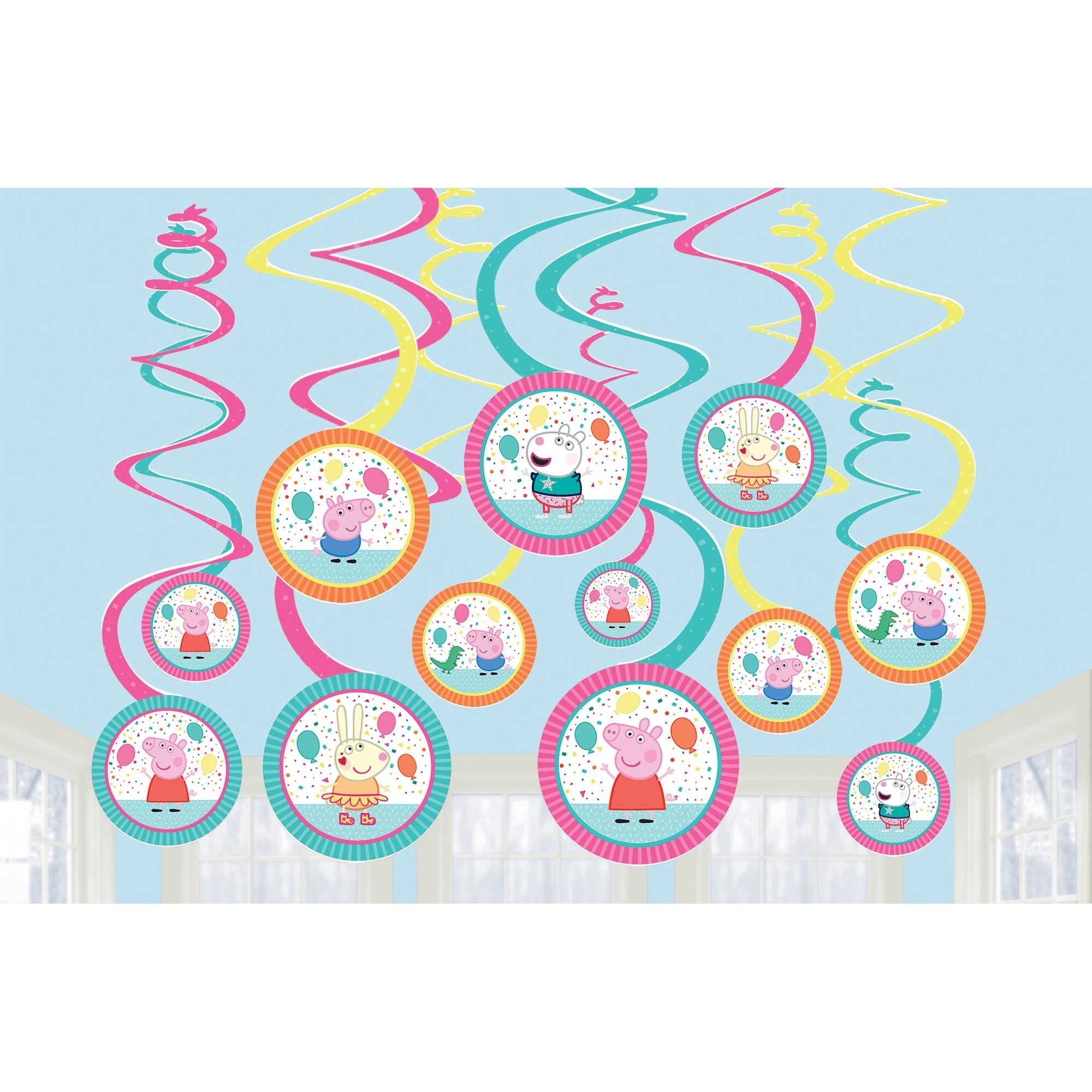 Peppa Pig Confetti Party Hanging Spiral Decorations image 0