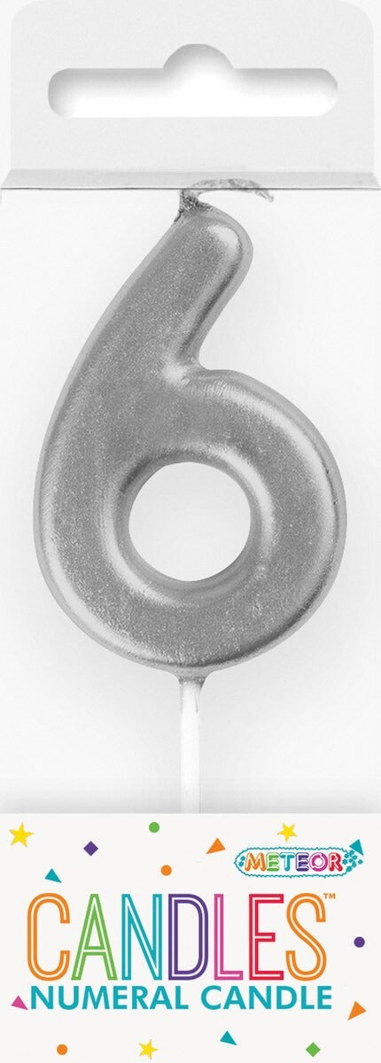 MINI SILVER NUMERAL CANDLE - 6 image 0