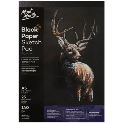 Black Paper Sketch Pad A5 140gsm 25 Sheets image 0