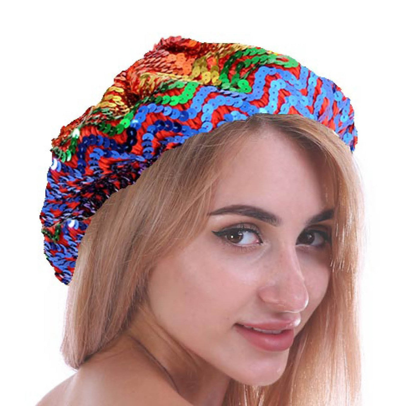 Sequin Beret Hat (Rainbow) image 0