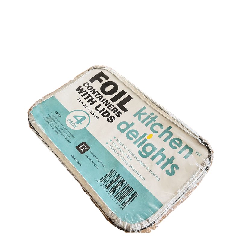 PK4 FOIL CONTAINERS WITH LIDS 31*21*5.5CM image 0