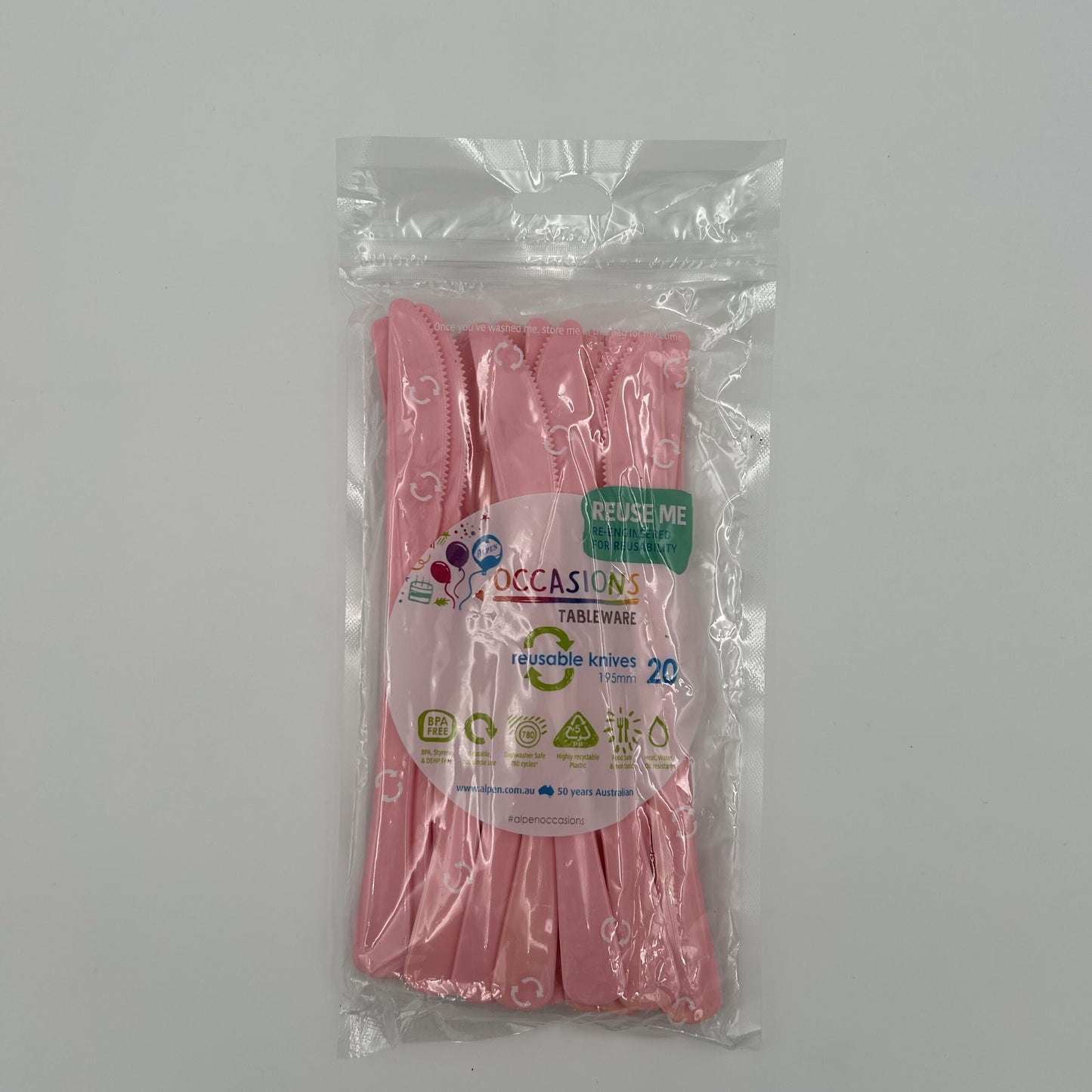 Light Pink Plastic Knife Pack 20 image 0