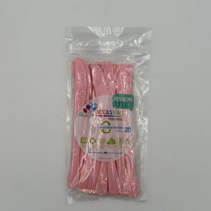 Light Pink Plastic Knife Pack 20 image 0