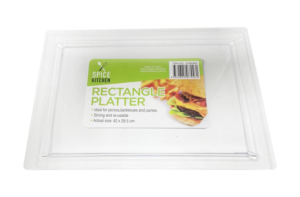 Transparent Plastic Platter - Jumbo Rectangle - 42CM x 29.5CM (D) image 0