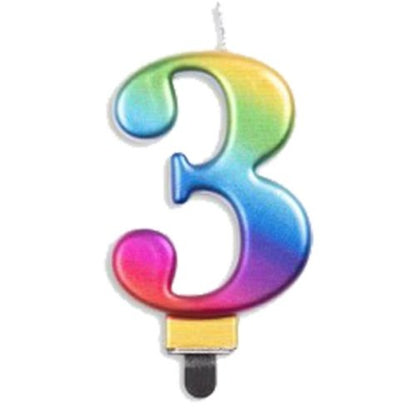 CANDLE NUMERAL JUMBO RAINBOW #3 image 0