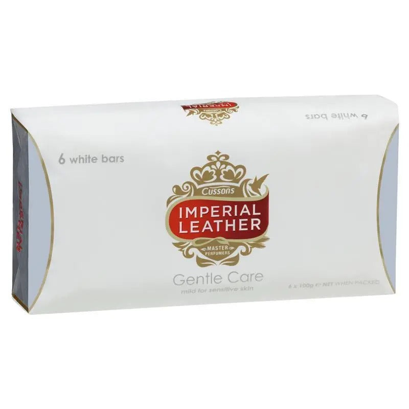 IMPERIAL LEATHER PK6 X 100g SOAP BARS WHITE GENTLE CARE