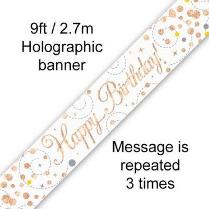 Sparkling Fizz Rose Gold Happy Birthday Banner 2.7m