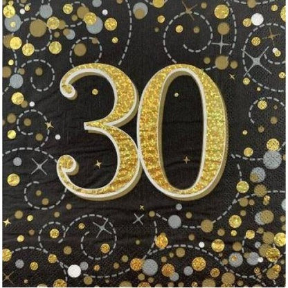 Sparkling Fizz Black & Gold Napkin 33cm #30 Pk16 image 0