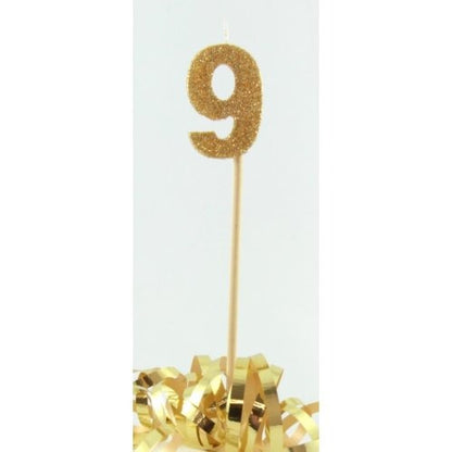 CANDLE GOLD GLITTER LONG STICK #9 image 0