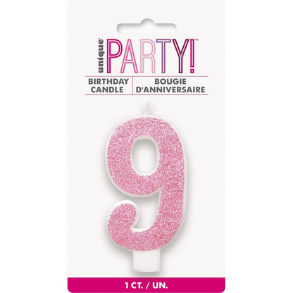 NUMERAL CANDLE 9 - PINK image 0