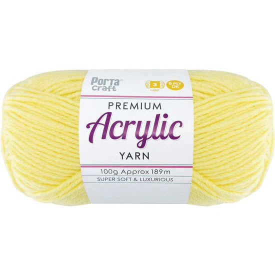 Acrylic Yarn 100g 189m 8ply - Lemon