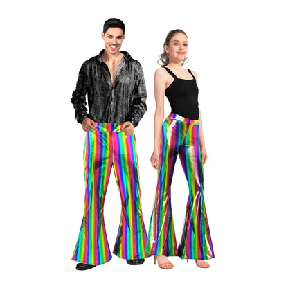 Adult Metallic Flare Pants (Rainbow) (S/M)
