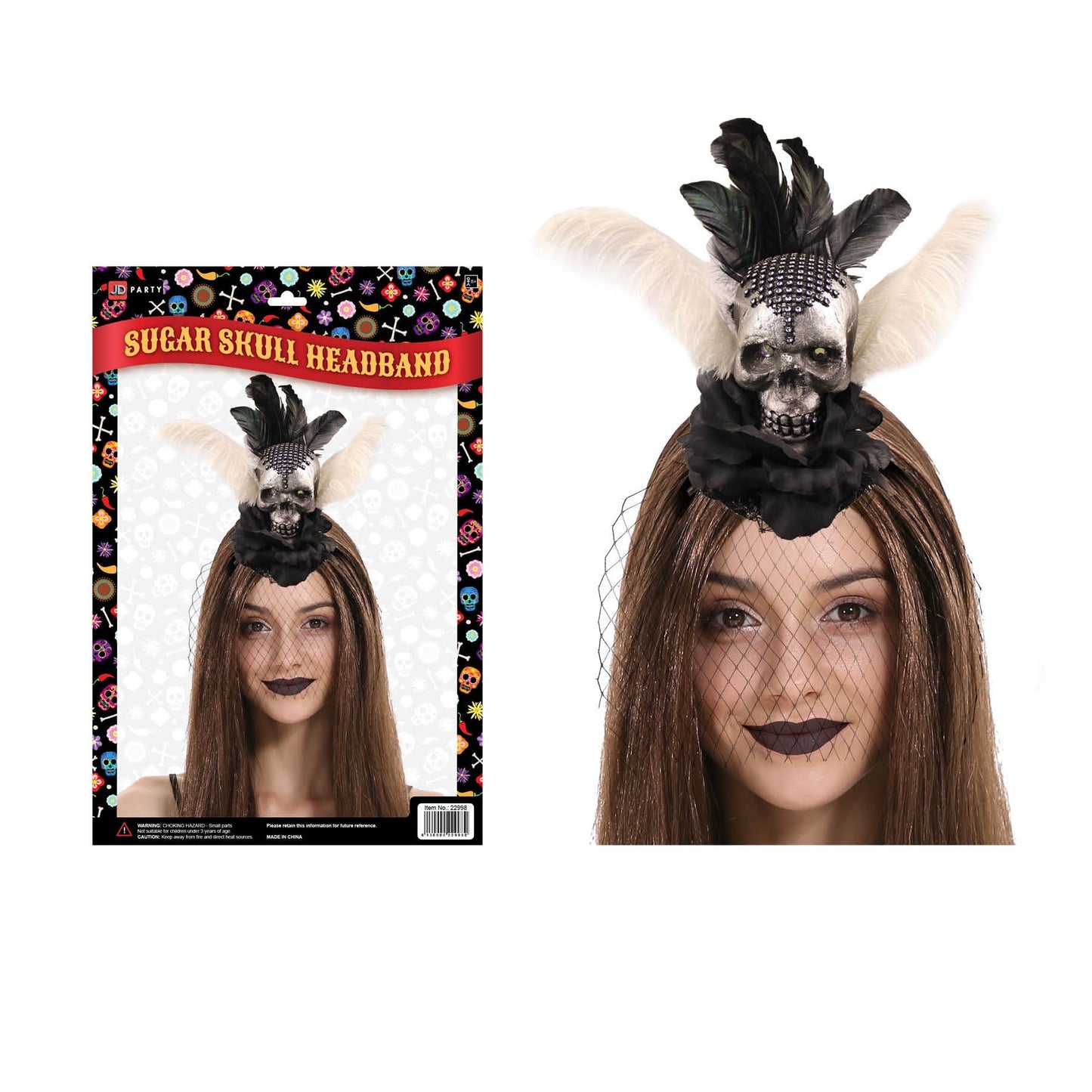Day of the Dead Sugar Skull Headband (Black) image 0