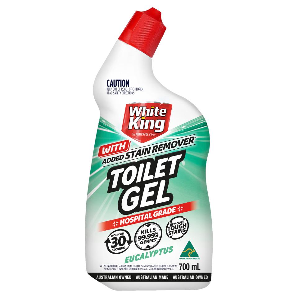 WHITE KING 700mL TOILET GEL WITH ADDED STAIN REMOVER EUCALYPTUS