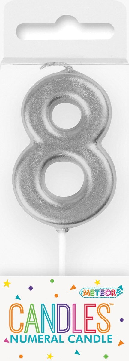 MINI SILVER NUMERAL CANDLE - 8 image 0
