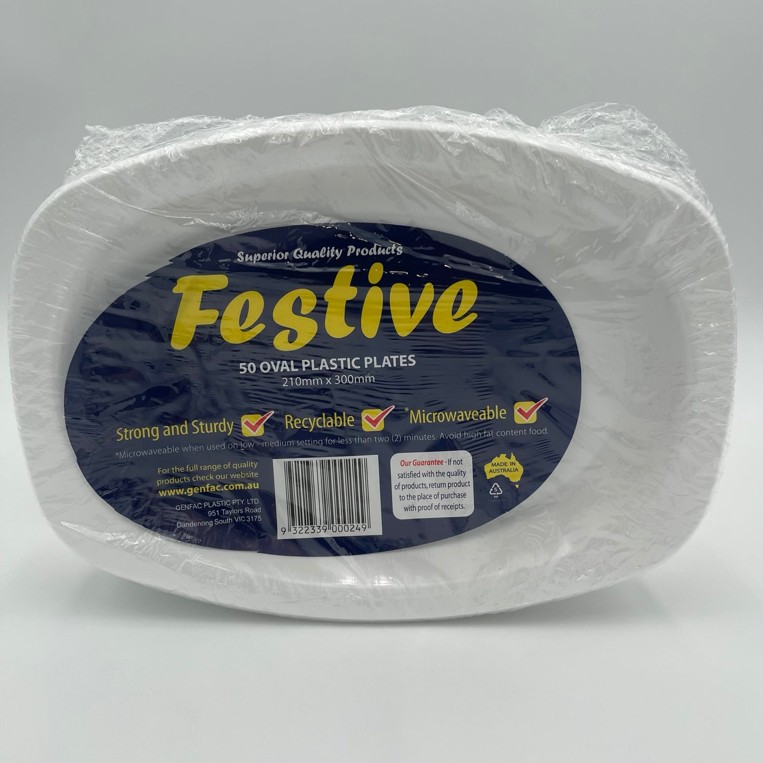 50 Pk White Oval Plastic Plates (210x300mm) image 0