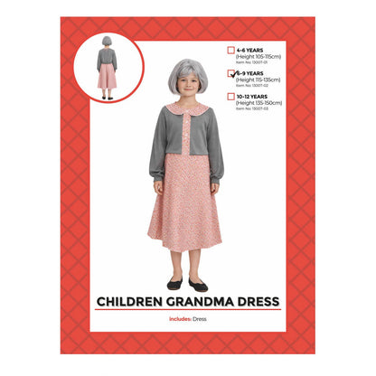 Childrens Grandma Costume (Dress/Jacket) (7-9 years)