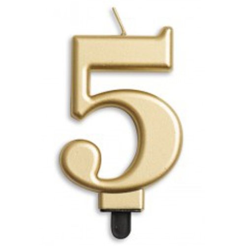 CANDLE NUMERAL JUMBO GOLD #5 image 0
