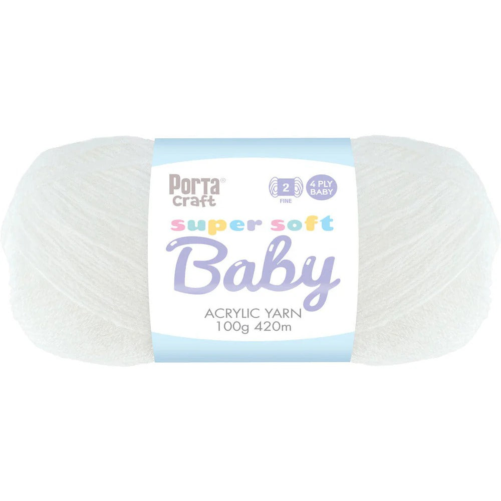 Super Soft Baby Acryl Yarn 420m 4ply White