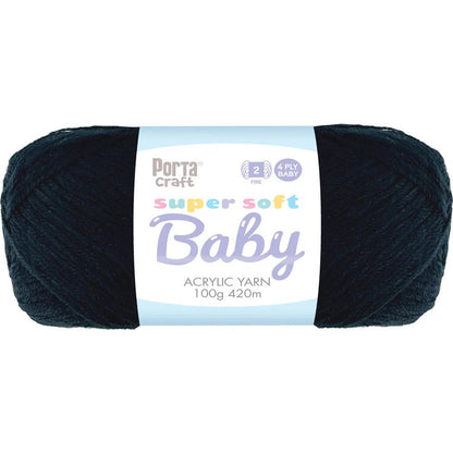 Super Soft Baby Acryl Yarn 420m 4ply Black