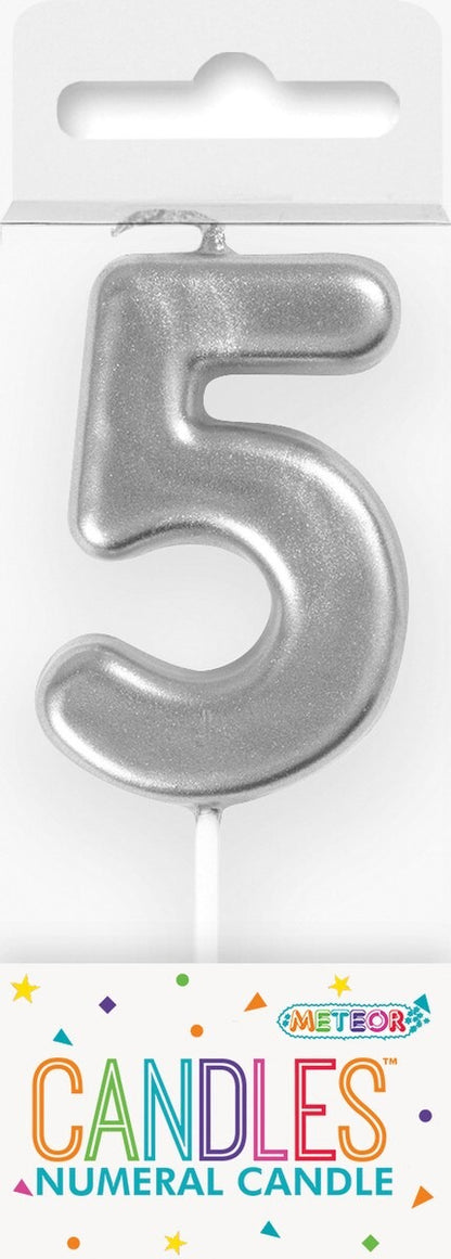 MINI SILVER NUMERAL CANDLE - 5 image 0