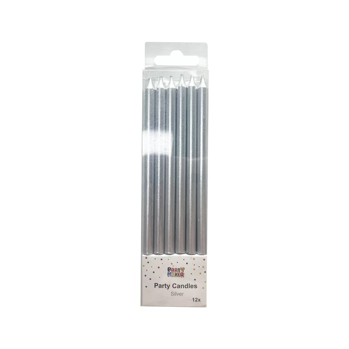 12 Pcs Metallic Candle with Holder - Silver image 0