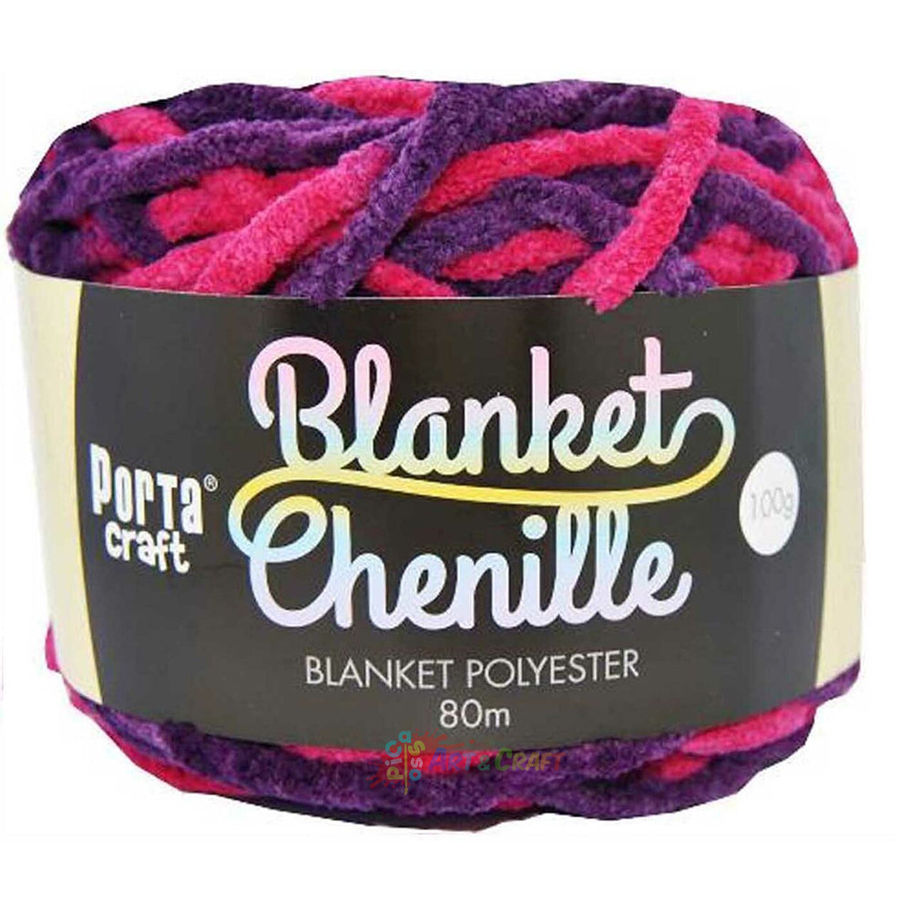 Chenille Blanket Yarn 100g 80m Multi Magenta