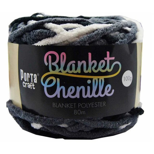 Chenille Blanket Yarn 100g 80m Multi Silver Camo