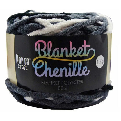Chenille Blanket Yarn 100g 80m Multi Silver Camo