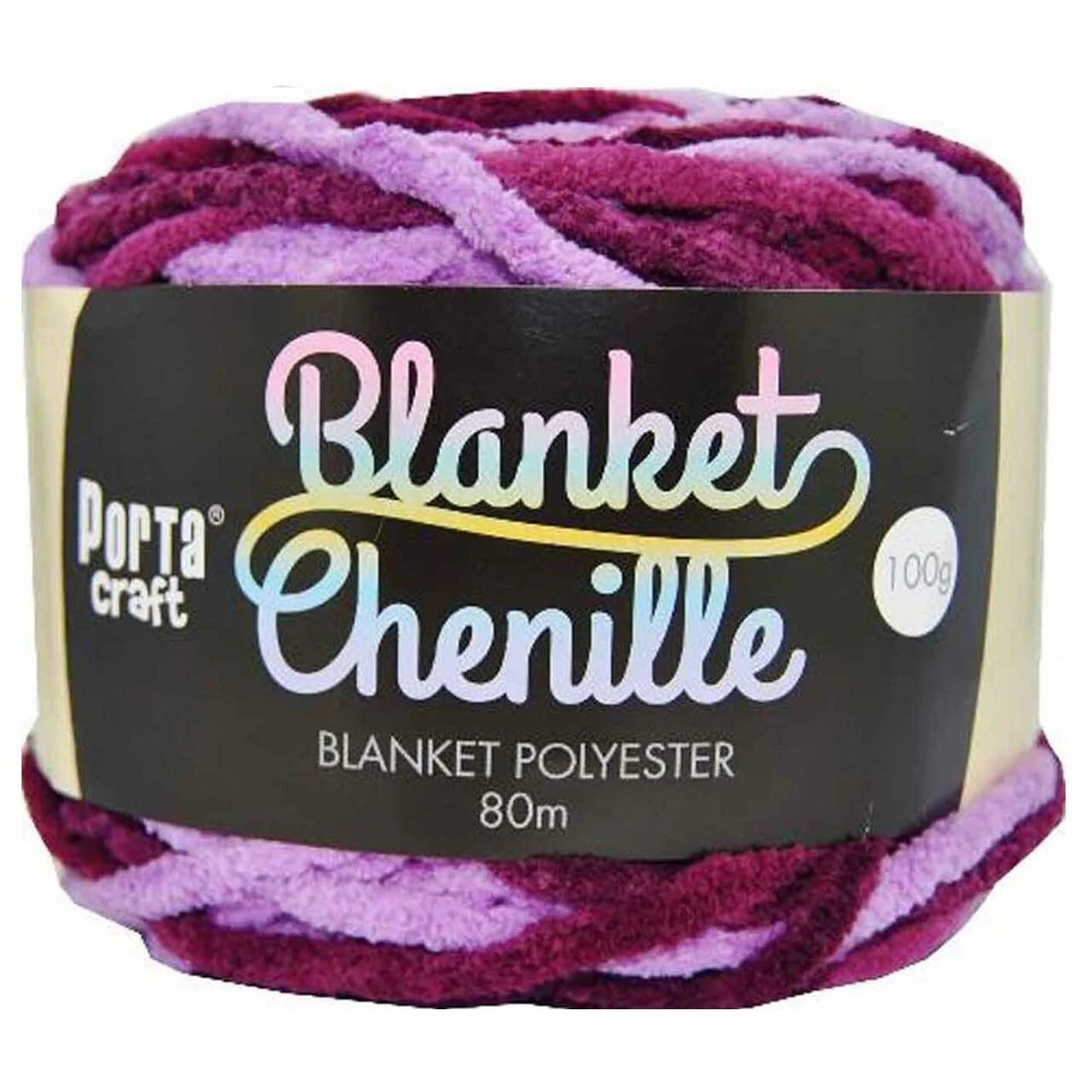Chenille Blanket Yarn 100g 80m Multi Purple Camo