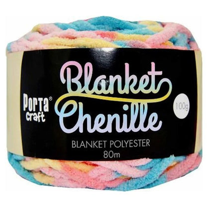 Chenille Blanket Yarn 100g 80m Multi Rainbow PaddlePop
