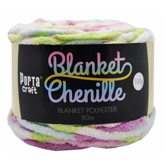 Chenille Blanket Yarn 100g 80m Multi Pastel Rainbow