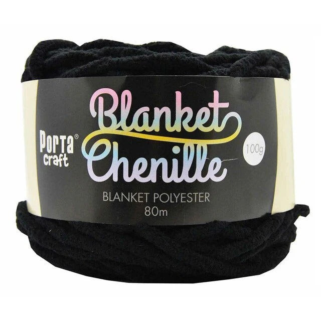Chenille Blanket Yarn 100g 80m Solid Black