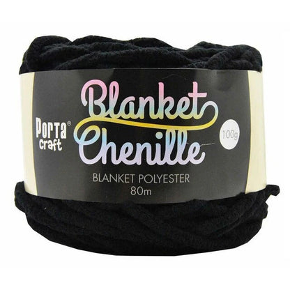 Chenille Blanket Yarn 100g 80m Solid Black