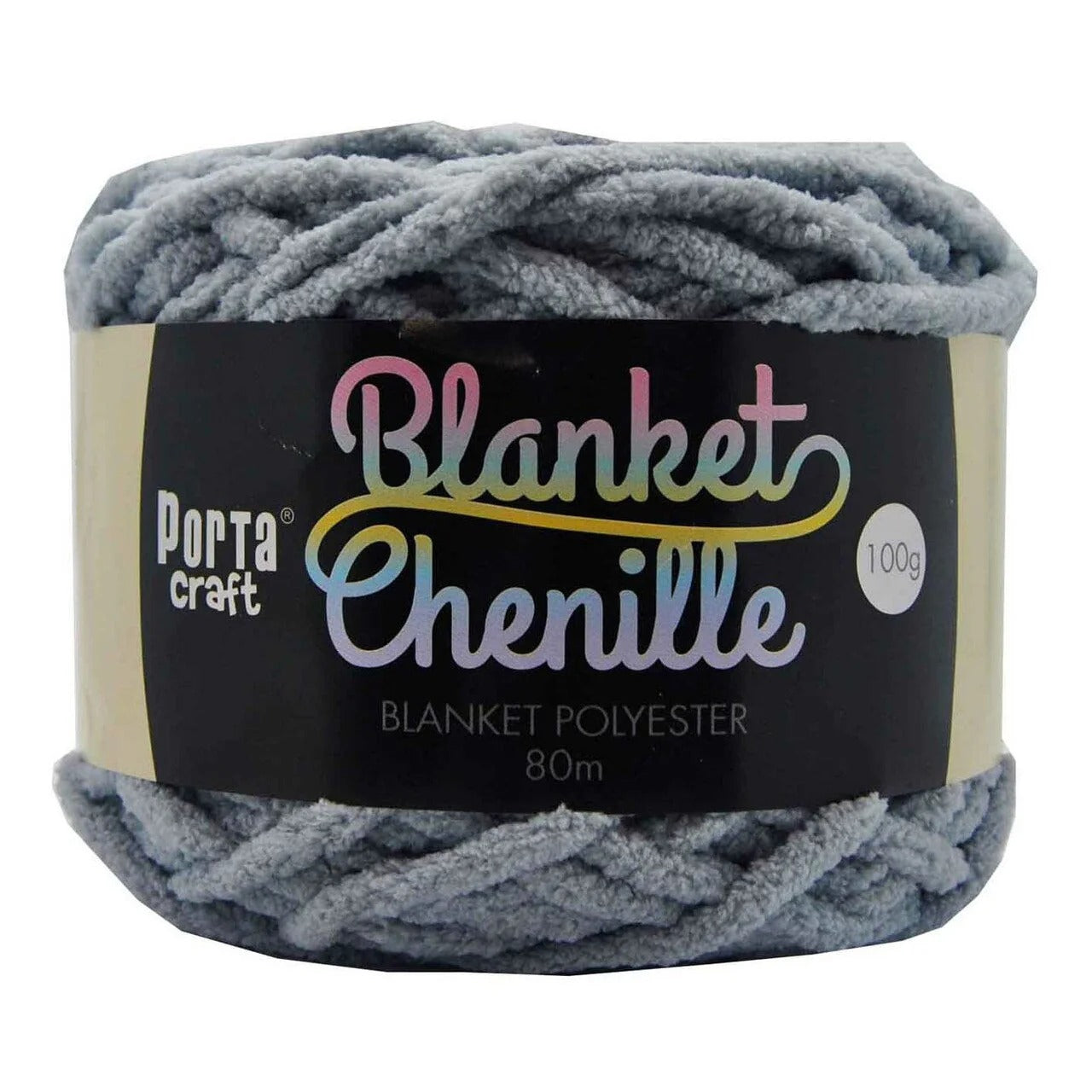 Chenille Blanket Yarn 100g 80m Solid Grey