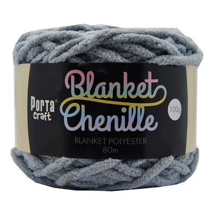 Chenille Blanket Yarn 100g 80m Solid Grey