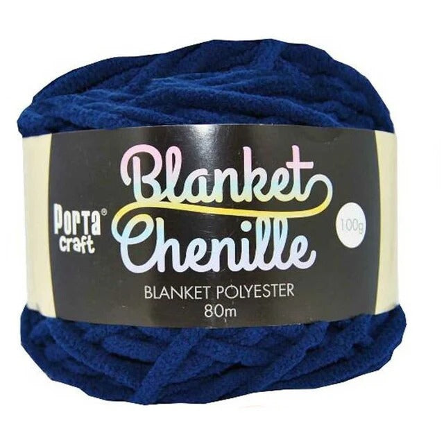 Chenille Blanket Yarn 100g 80m Solid Dark Blue